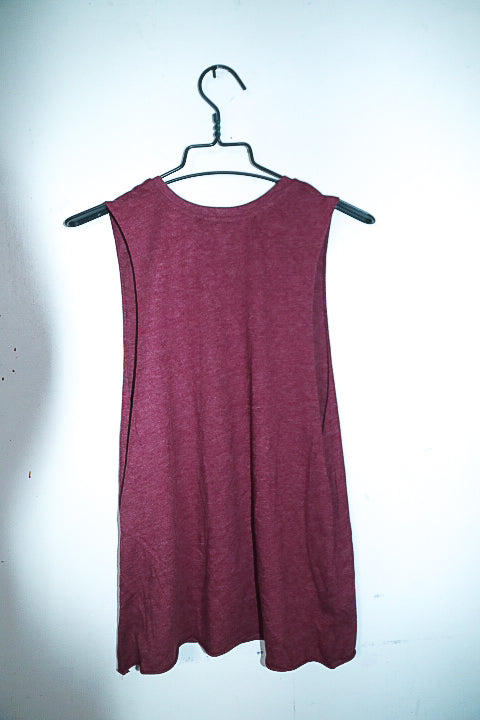 Vintage women Guns & roses graphics burgundy tank top UK 10|L21 W18|SKU 6597