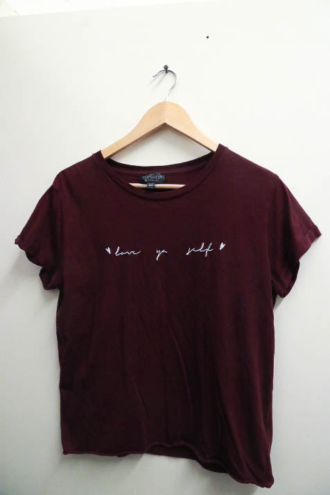 Vintage brown topshop letter graphics print tshirt