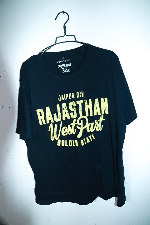 Vintage men Angelo Litrico Jaipur Div graphics black oversize tees in 2XL|L29 W24|SKU 6599