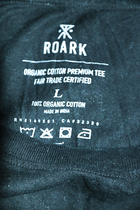 Vintage men ROARK Graphics 100% organic cotton premium black tees in L|L32 W21|SKU 6600
