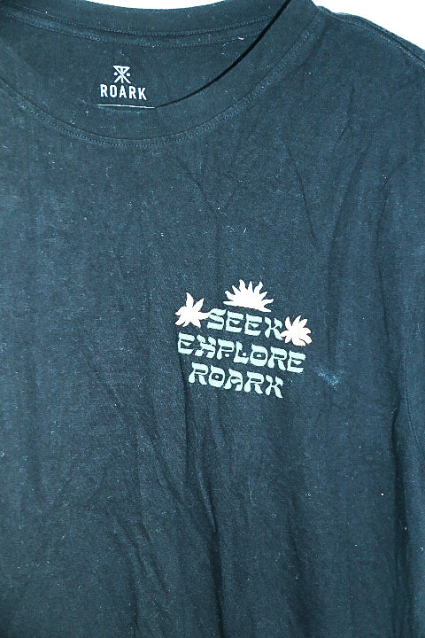 Vintage men ROARK Graphics 100% organic cotton premium black tees in L|L32 W21|SKU 6600