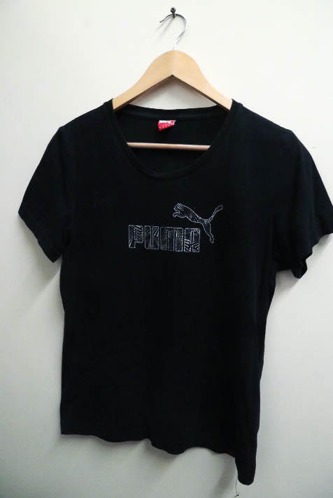 Vintage black puma SS logo Tshirt uk 14
