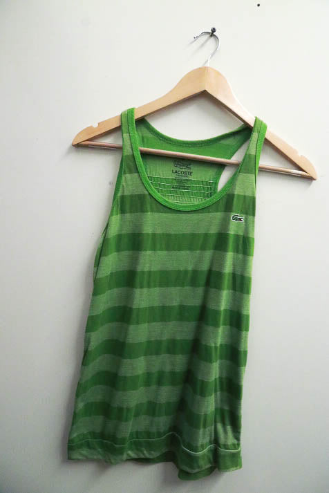 Vintage lacoste original green stripe tank top size M