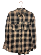 Rubynee Vintage y2k black and brown classic fit checkered long sleeve shirt uk 12