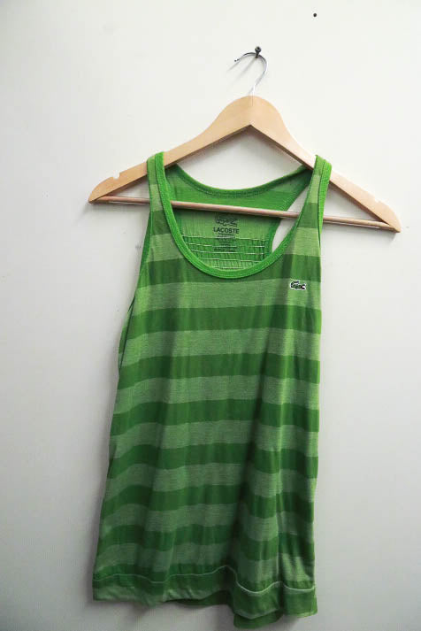Vintage lacoste original green stripe tank top size M