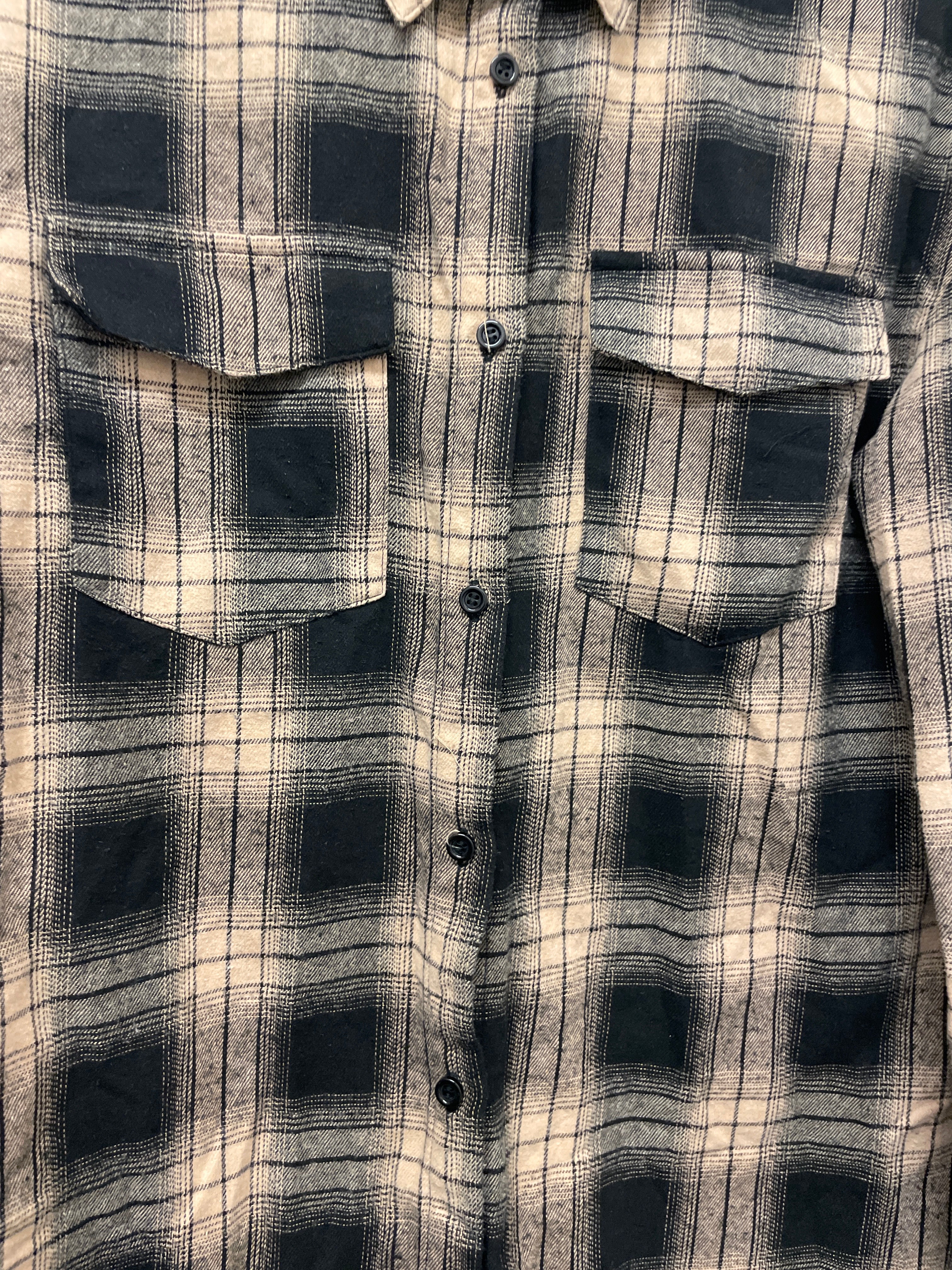 Rubynee Vintage y2k black and brown classic fit checkered long sleeve shirt uk 12