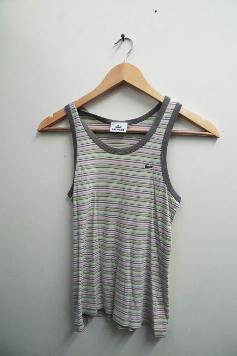 vintage grey stripe lacoste XS tank top