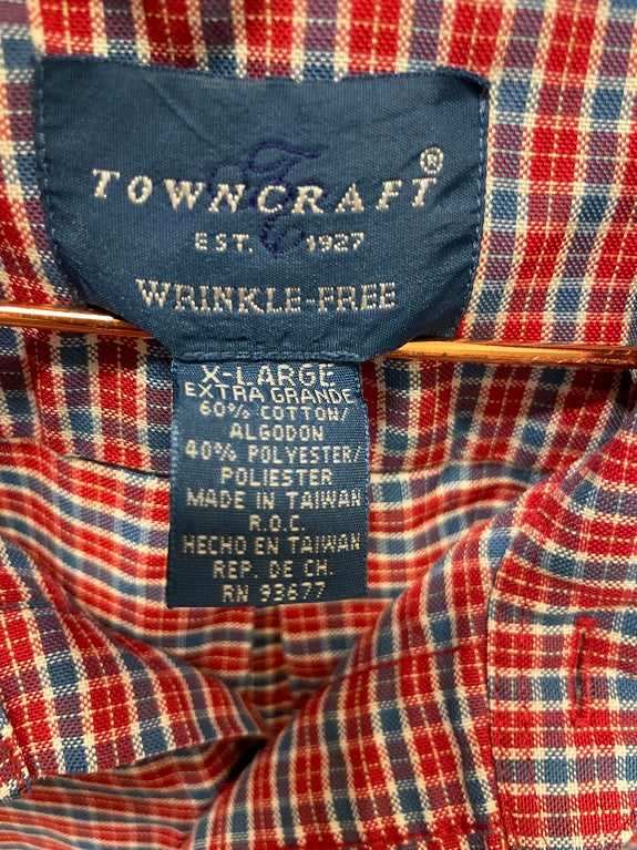 RUBYNEE Vintage y2k towncraft classic fit short sleeve blue and red checkered shirt size XL