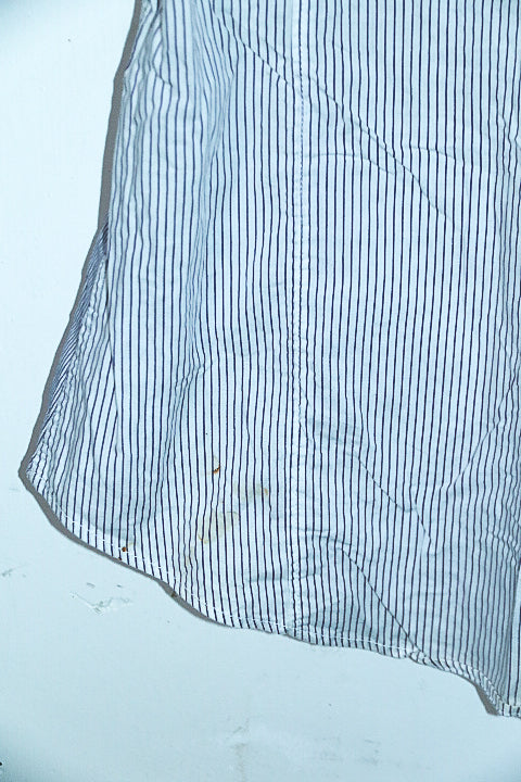 Vintage men River Island grey stripe double pocket short sleeve quality shirt in L|L34 W24|SKU 6604