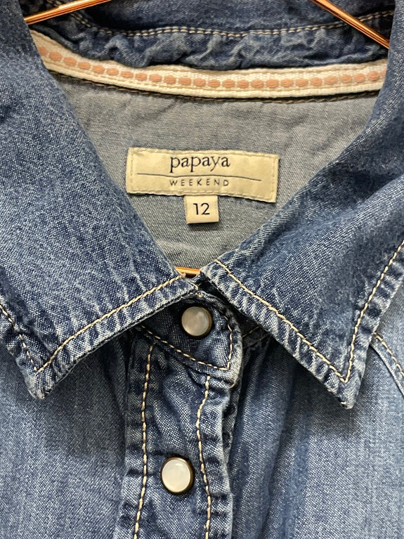 RUBYNEE Vintage y2k Papaya blue denim long sleeve shirt size 12