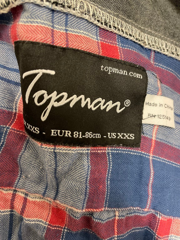 Rubynee Vintage y2k mens Topman blue checkered Hoodie shirt size XXS