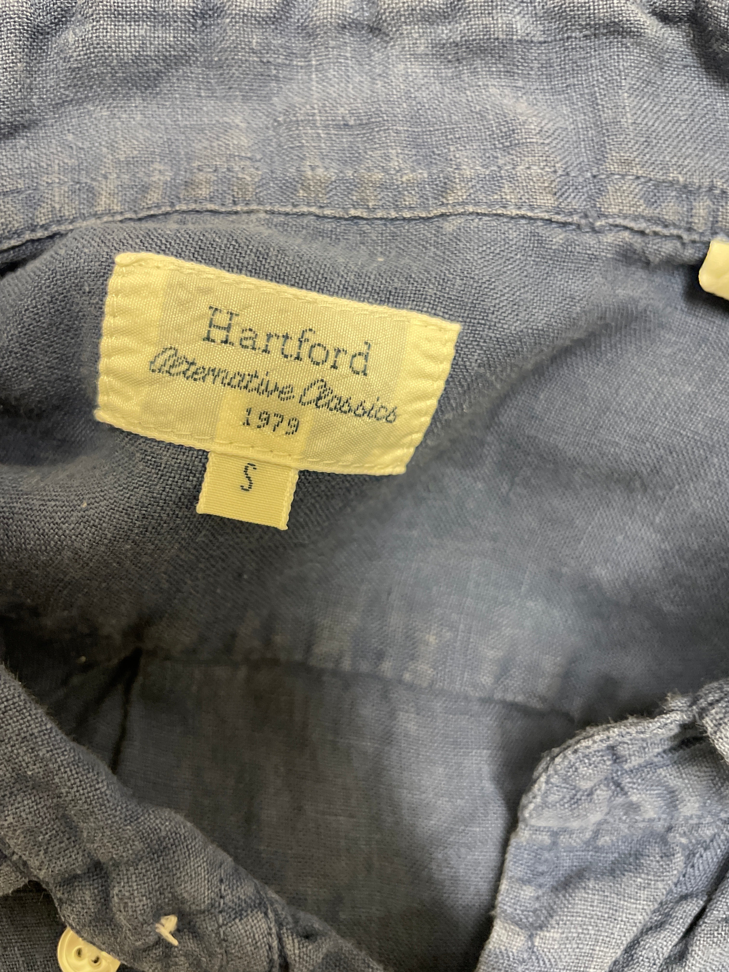 Rubynee Vintage y2k hartford mens blue long sleeve casual fit shirt