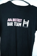 Vintage women Belfast Bar Team graphics black short sleeve tees in M|L27 W21|SKU 6608