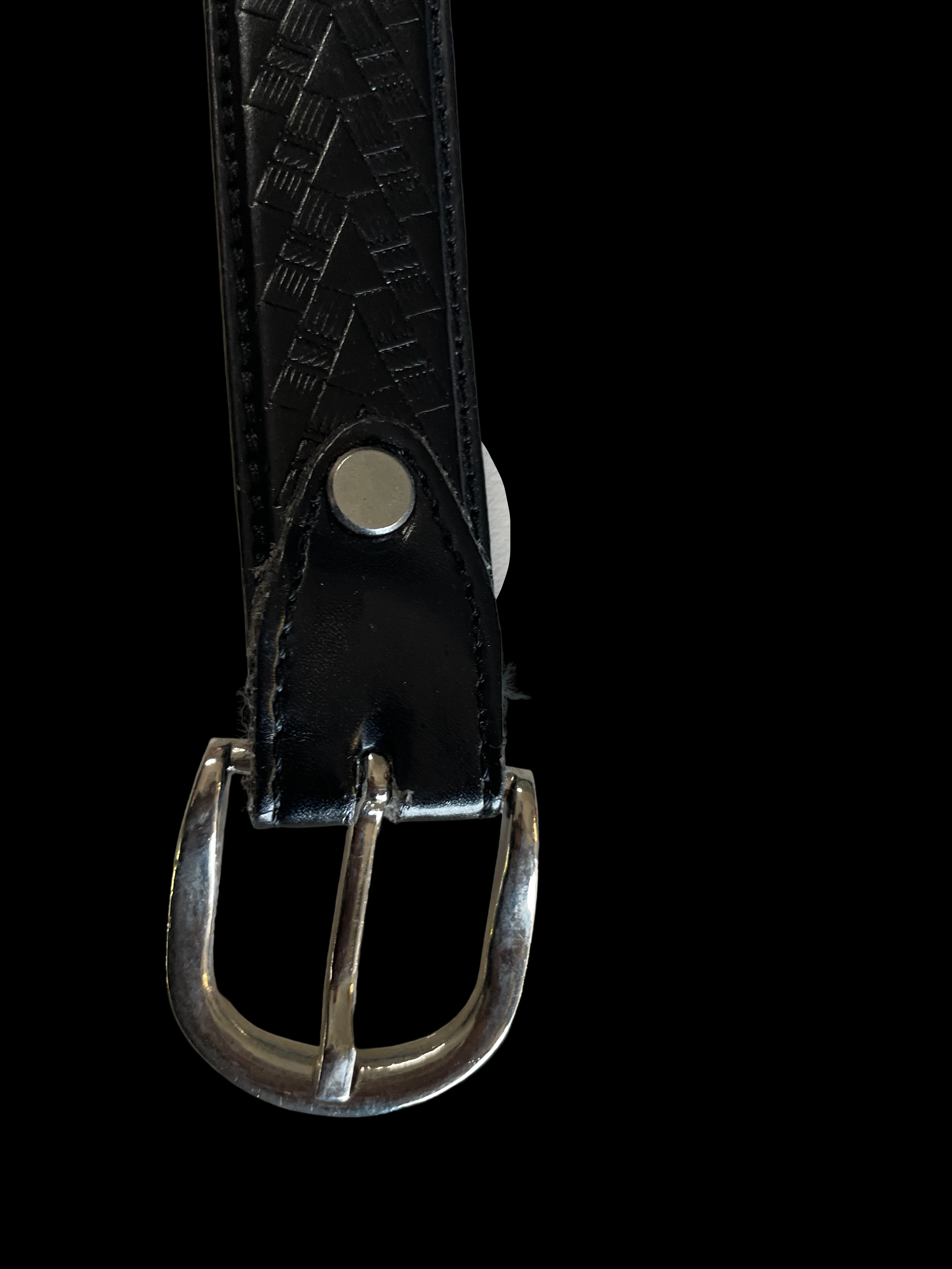 Men's Vintage Leather Jeans Belt Black L48 (Est Size L-XL) SKU 5273