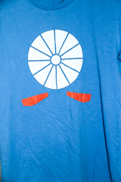 Vintage men Stanley graphics organic cotton blue short sleeve tees XS|L25W18|SKU 6610