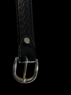 Men's Vintage Leather Jeans Belt Black L48 (Est Size L-XL) SKU 5273