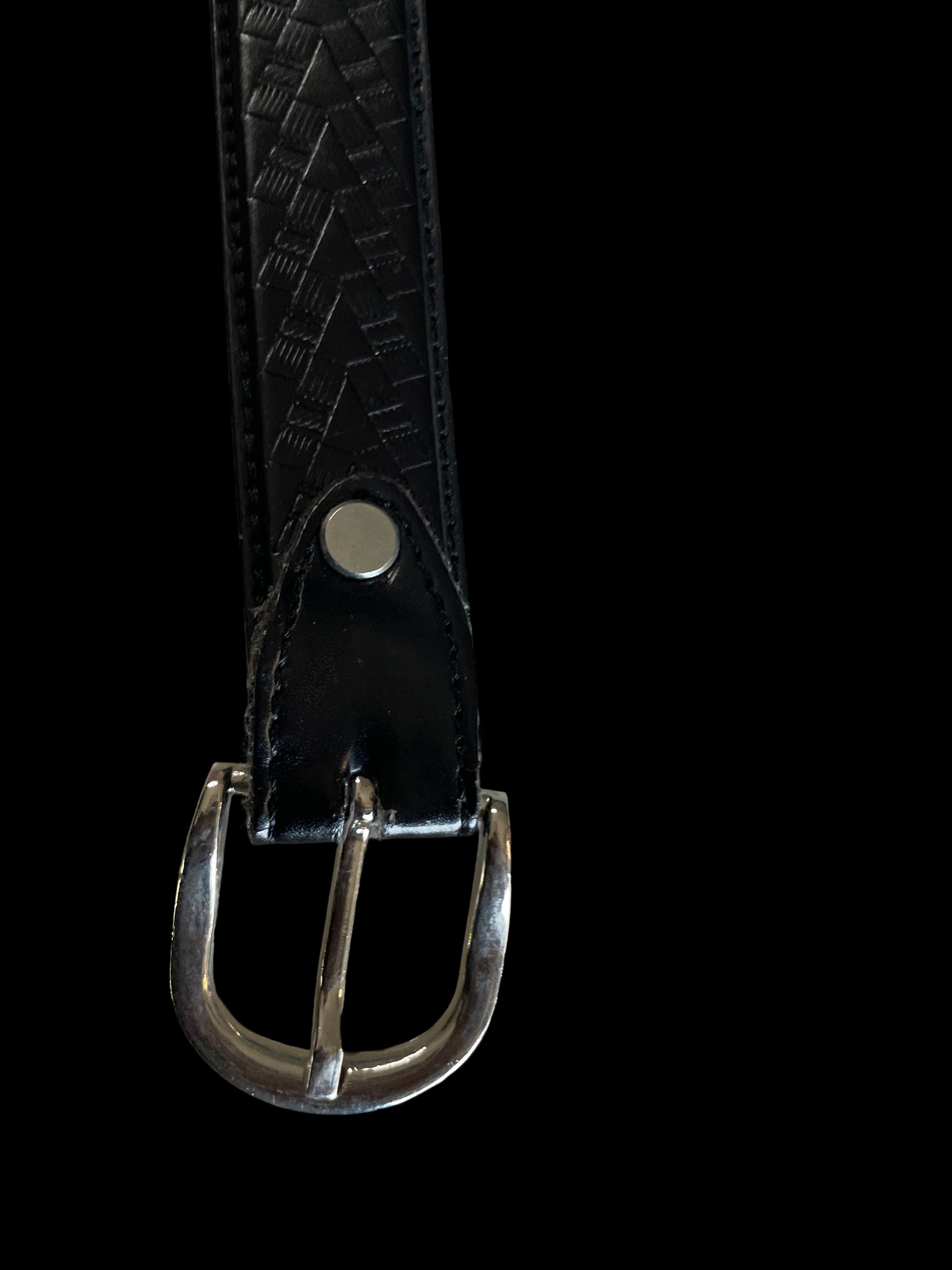 Men's Vintage Leather Jeans Belt Black L48 (Est Size L-XL) SKU 5273