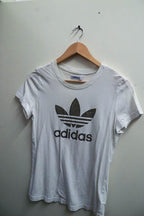 Vintage white adidas logo print medium tshirt