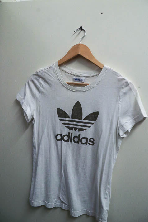 Vintage white adidas logo print medium tshirt