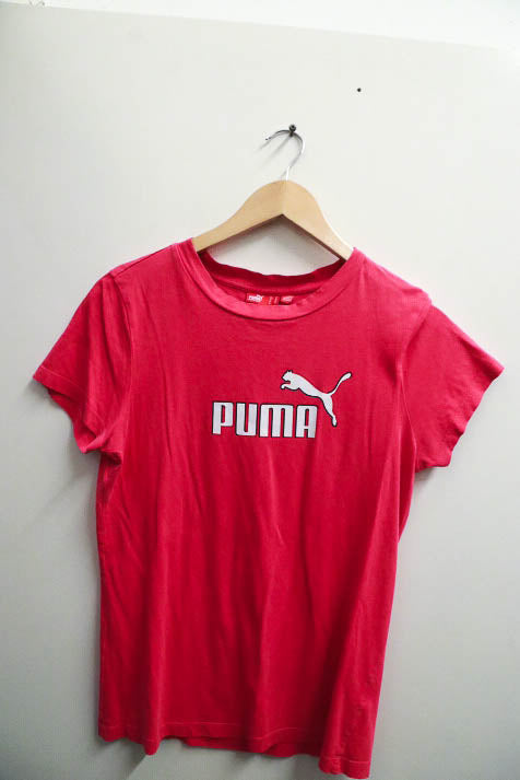 Vintage pink puma classic logo print medium tshirt