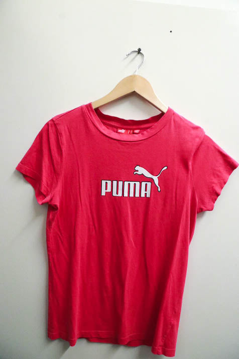 Vintage pink puma classic logo print medium tshirt