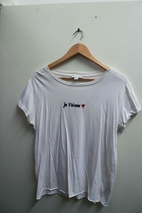 Vintage Je'taime love plain white medium tshirt