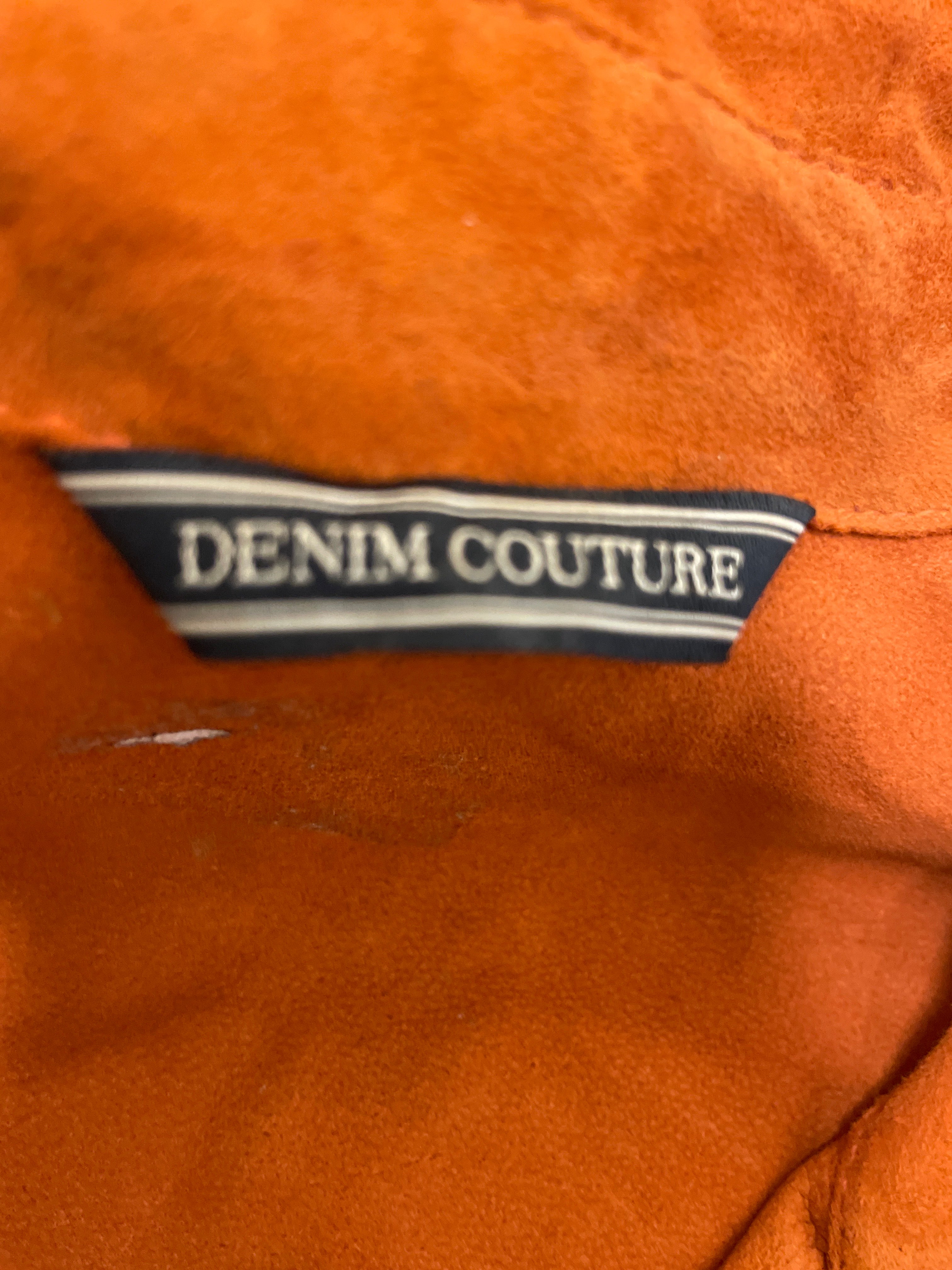 Rubynee  Vintage y2k mens suede orange denim couture long sleeve shirt
