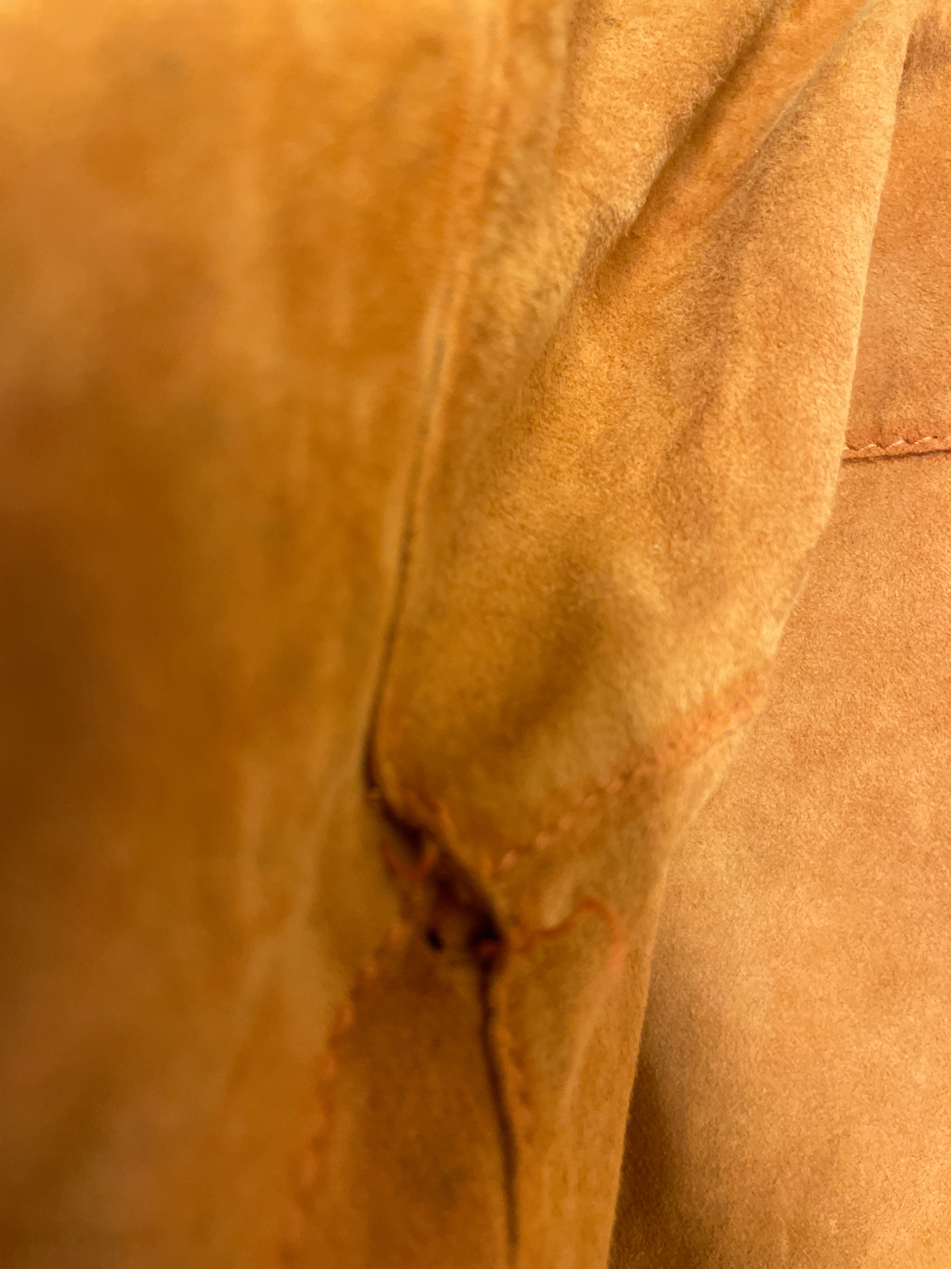 Rubynee  Vintage y2k mens suede orange denim couture long sleeve shirt