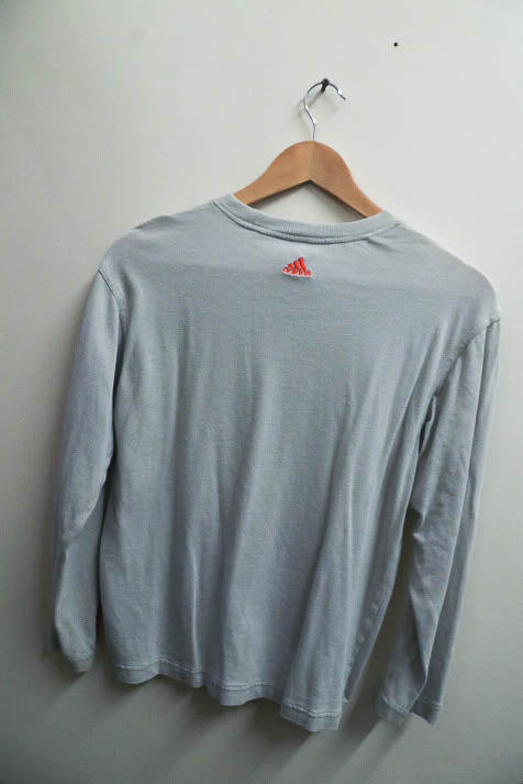 Vintage full sleeve grey mens printed Adidas medium tshirt