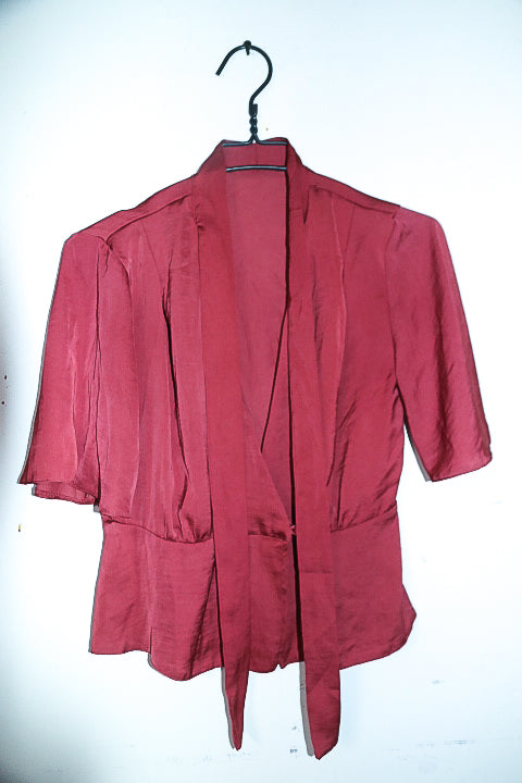 Vintage women petite linen crop top open front jacket in S|L23 W16|SKU 6613