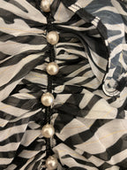 Rubynee  Vintage y2k Black And White Zebra Print Midi Shirt Dress