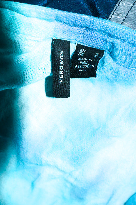 Vintage women Vero Moda blue tye dye print V-neck blouse in M|L24 W19|SKU 6615