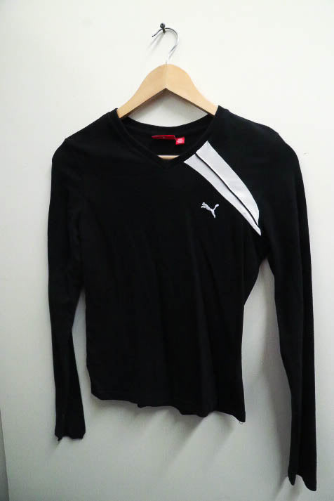 Vintage puma classic black full sleeve small round neck tshirt