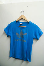 Vintage blue small Adidas mens logo print tee