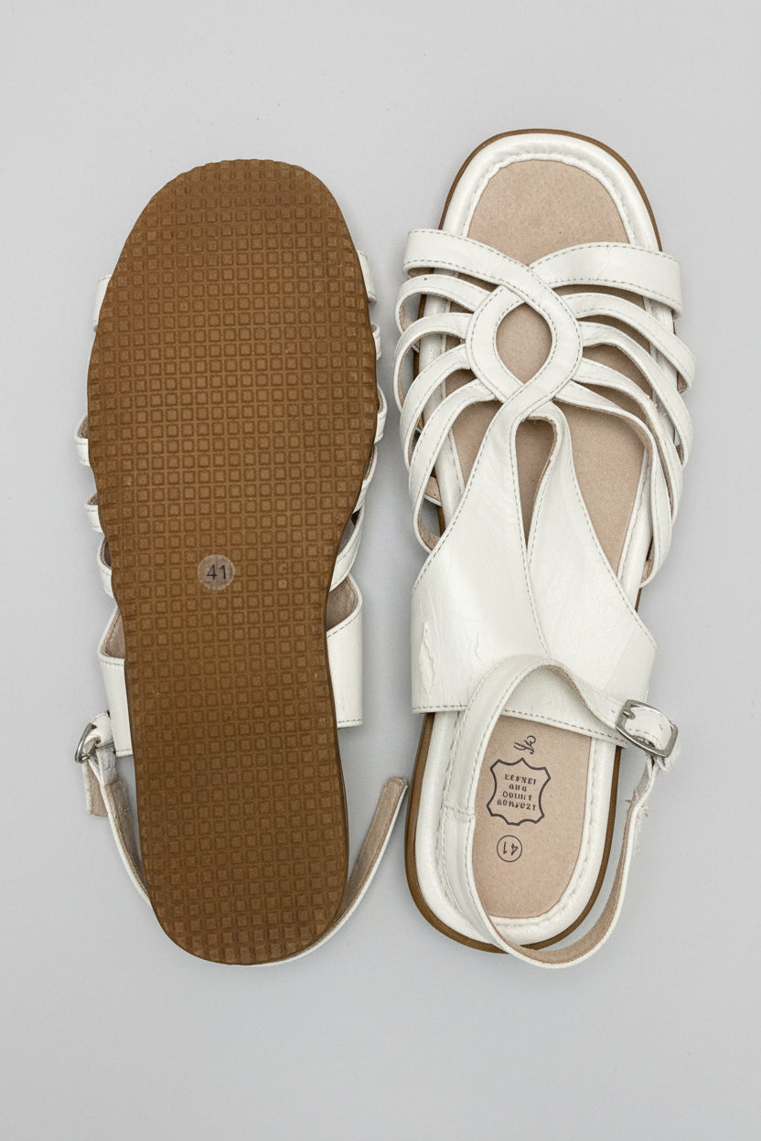 Rubynee  Vintage y2k cream strappy flat women sandals size 41