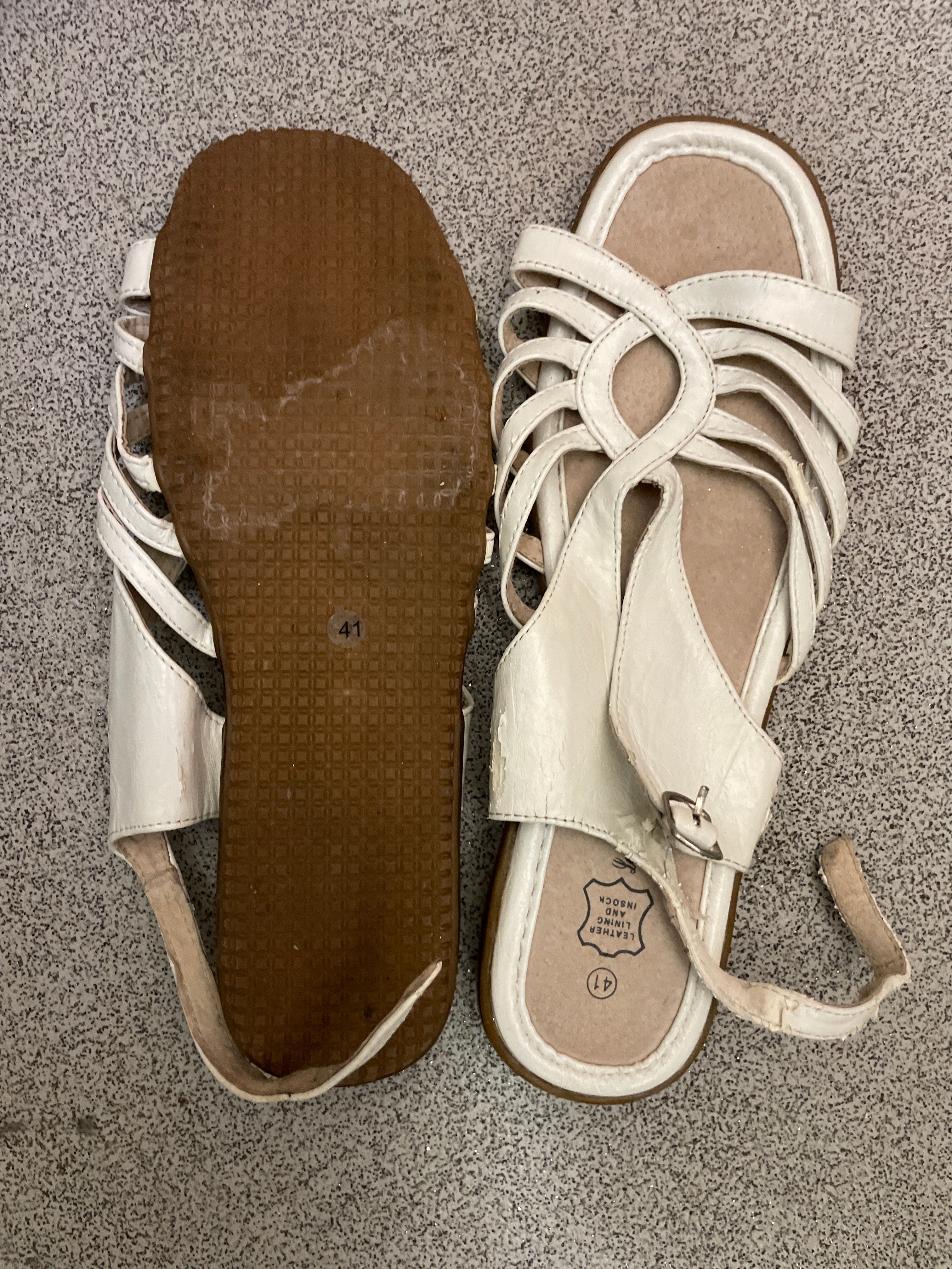Rubynee  Vintage y2k cream strappy flat women sandals size 41