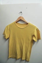Vintage plain yellow round neck tee size S