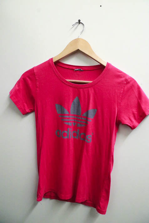 Vintage Pink small Adidas mens logo print tee