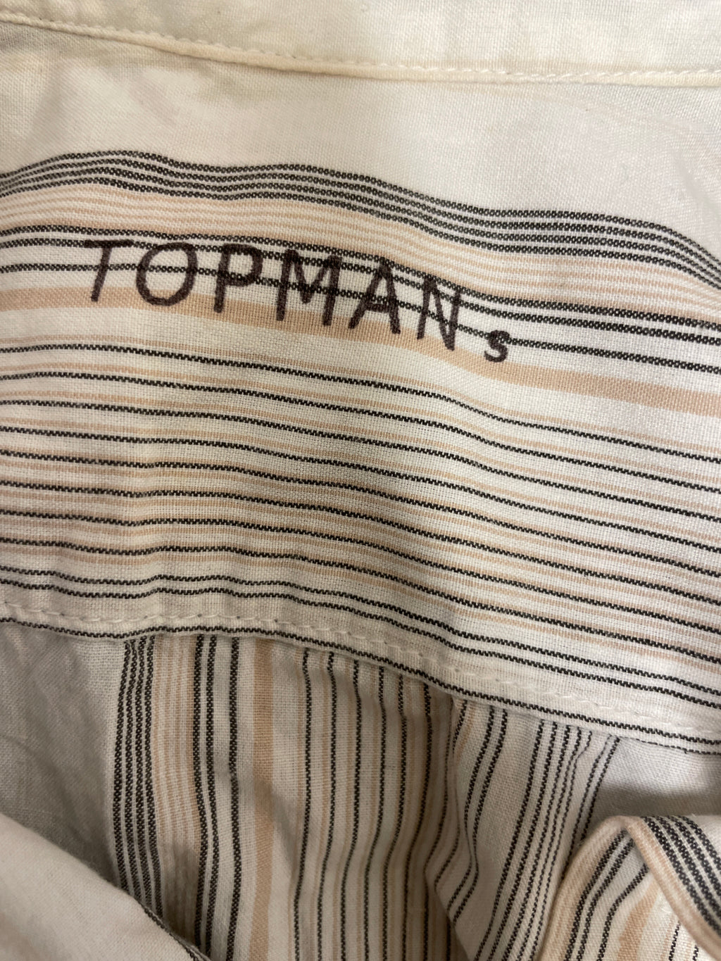 Rubynee  Vintage y2k Topman Linen Shirt Striped Blouse in cream