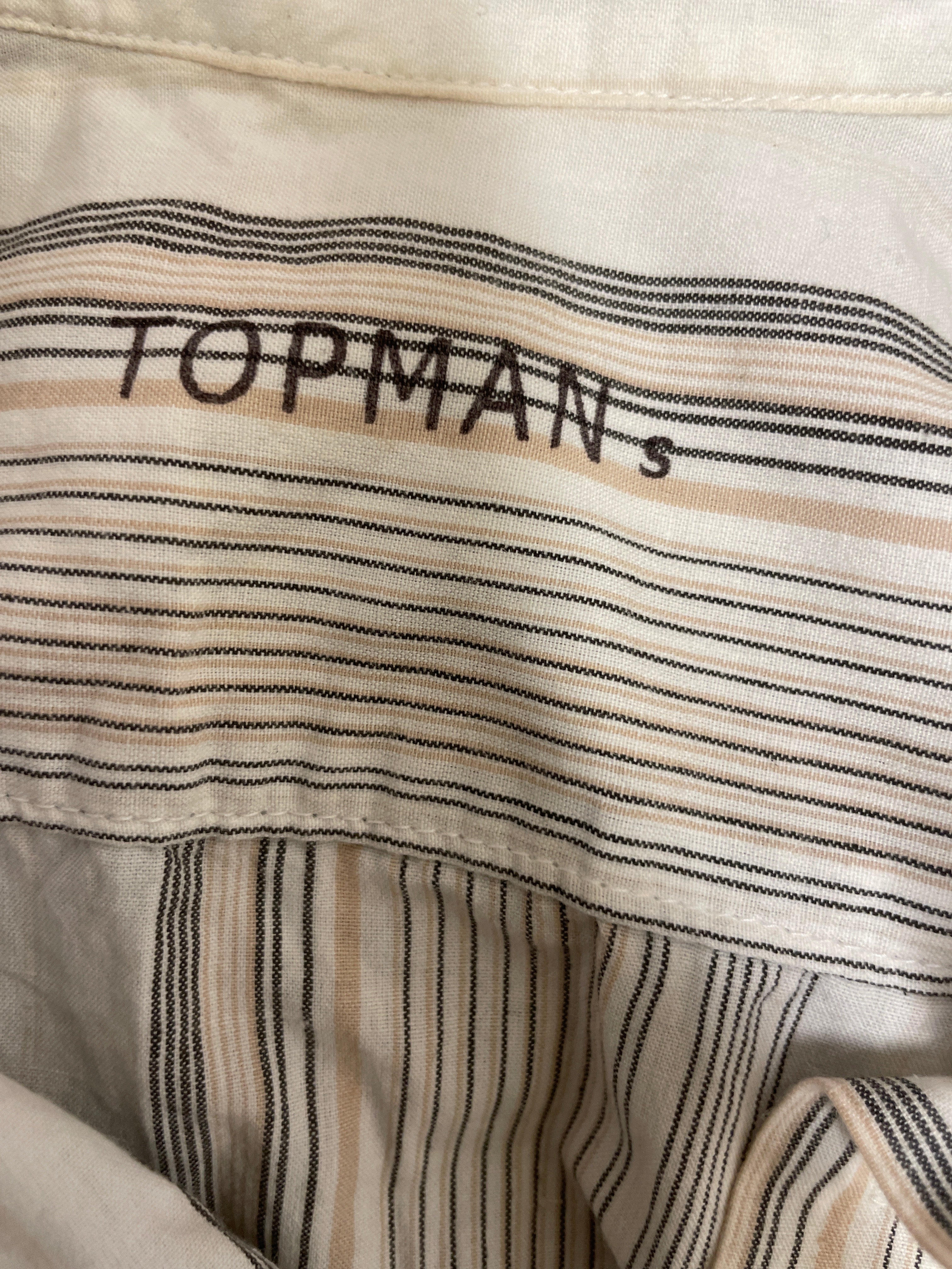 Rubynee  Vintage y2k Topman Linen Shirt Striped Blouse in cream