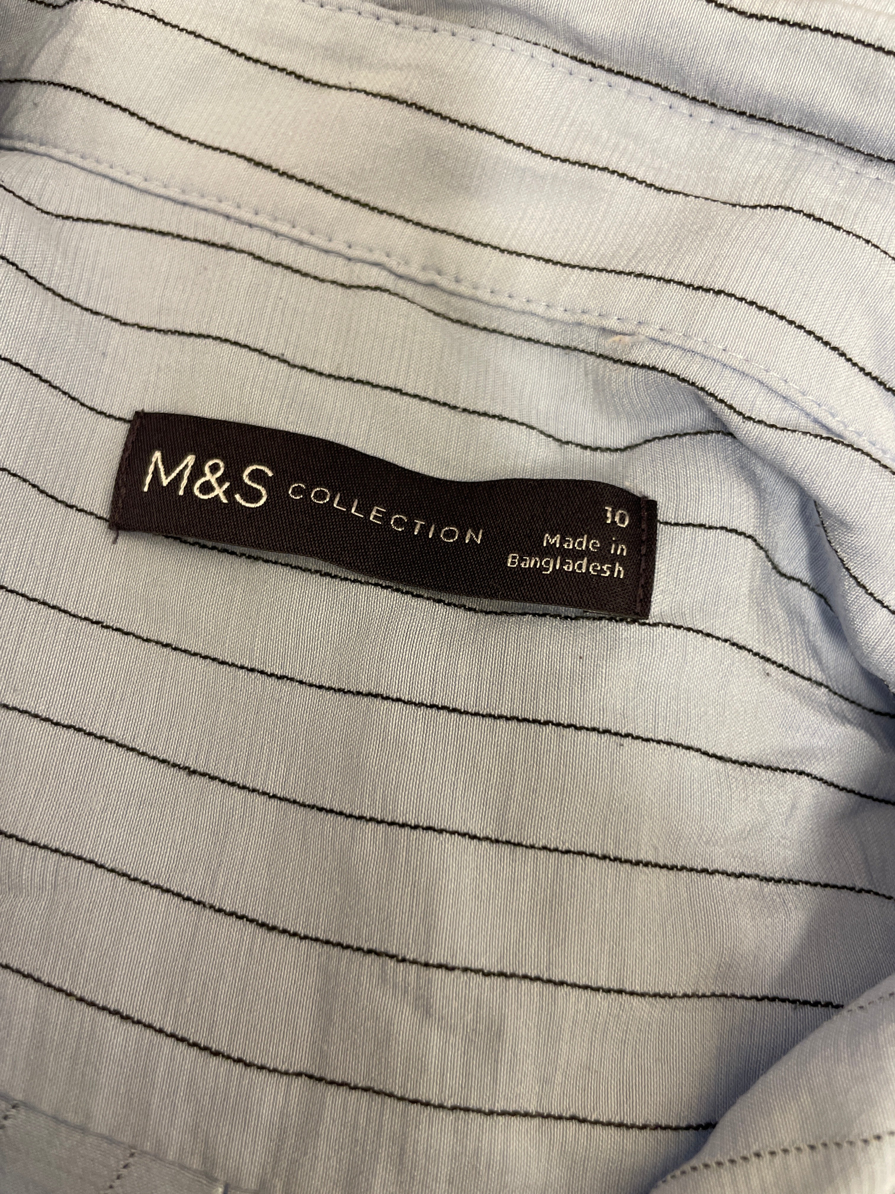 Rubynee  Vintage y2k womens mark & spencer line stripe blue shirt size 10