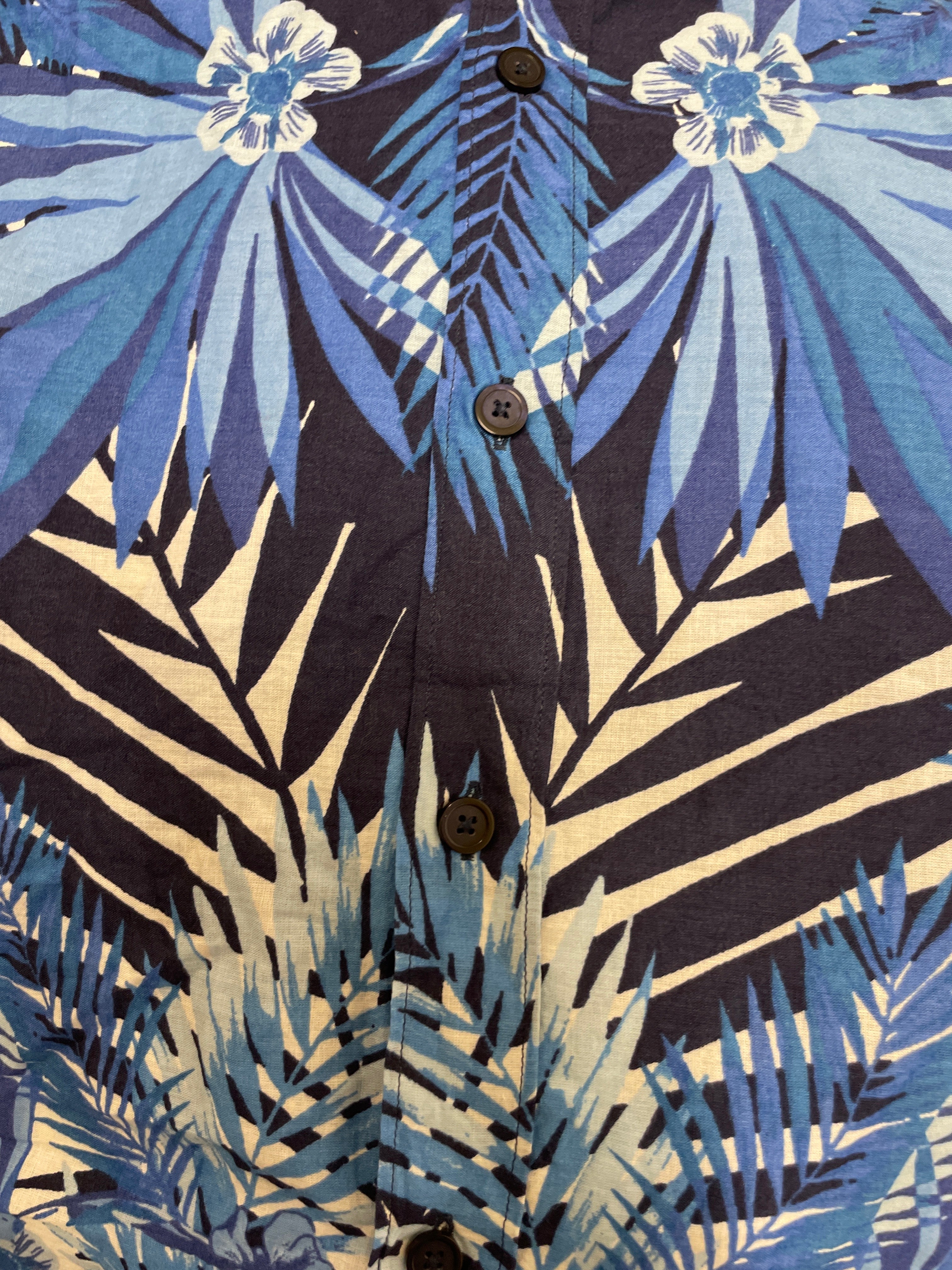 Rubynee  Vintage y2k zara man mens floral print blue short sleeve shirt