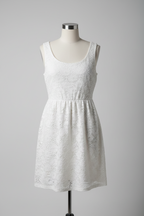 Vintage women sleeveless kneelength cream dress in XS/S|L33 W11|SKU 6619