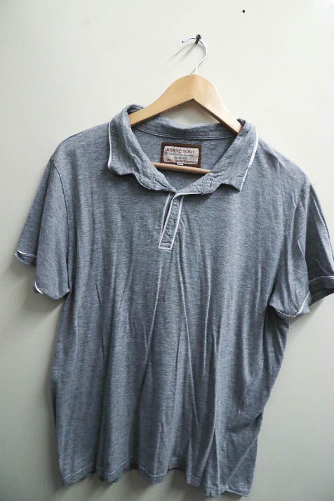 Vintage brave soul plain grey mens polo shirt