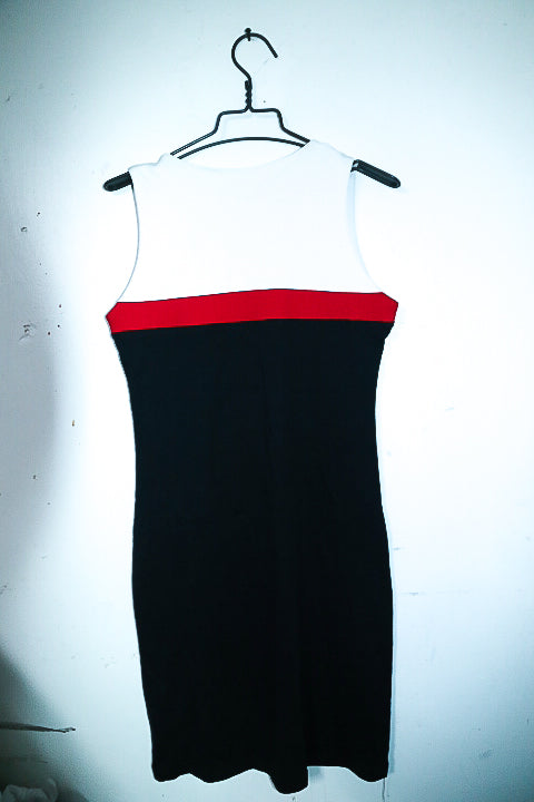 Vintage women Tommy Hilfiger Navy Colorblock sleeveless long V-neck dress XXL|L39 W15|SKU 6622