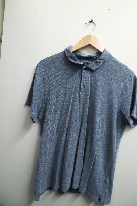 Vintage plain grey mens medium polo shirt