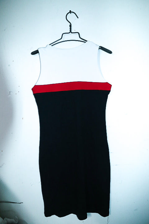 Vintage women Tommy Hilfiger Navy Colorblock sleeveless long V-neck dress XXL|L39 W15|SKU 6622