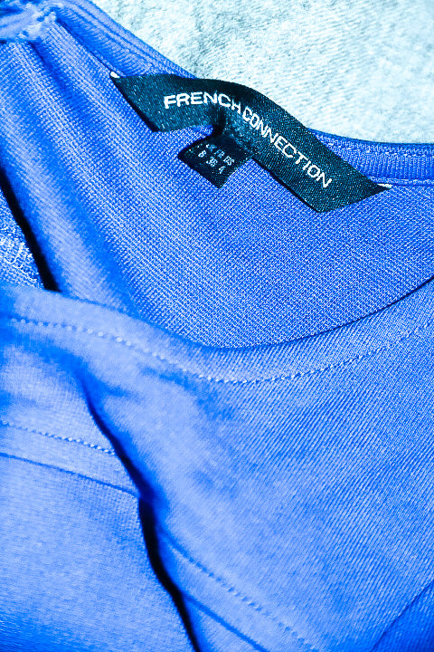 Vintage women French Connection blue bodycon midi fitted dress UK 8|L36 W12|SKU 6623