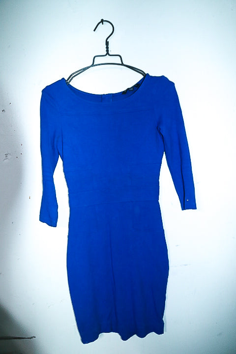 Vintage women French Connection blue bodycon midi fitted dress UK 8|L36 W12|SKU 6623