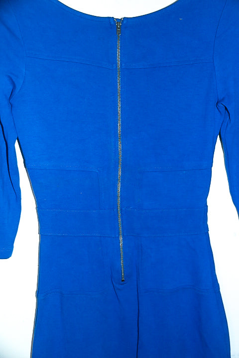 Vintage women French Connection blue bodycon midi fitted dress UK 8|L36 W12|SKU 6623